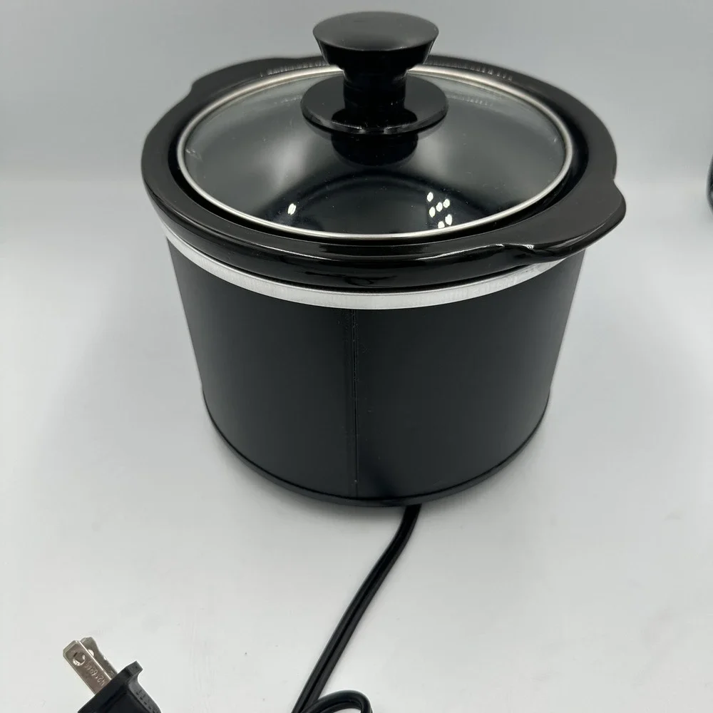 Crockpot SCR151‎ 1.5 Quart Manual Slow Cooker Black Round Mini Dip Warmer Tested
